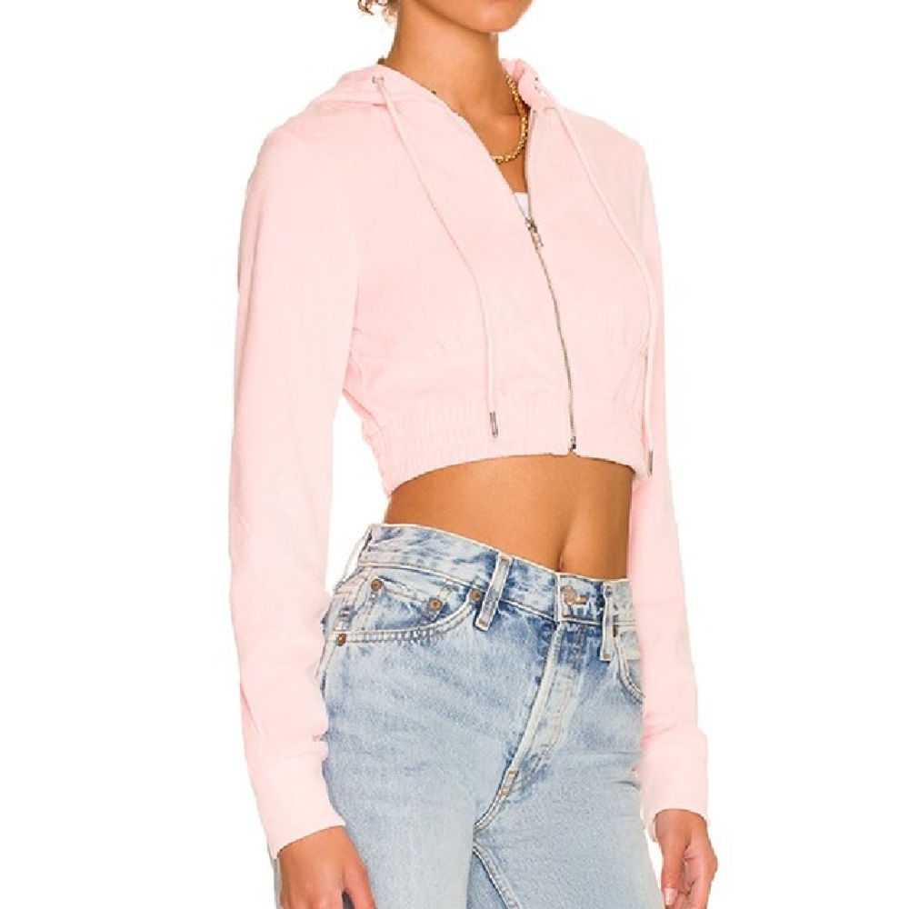 Superdown Paris Velour Zip-Up Hoodie XXS